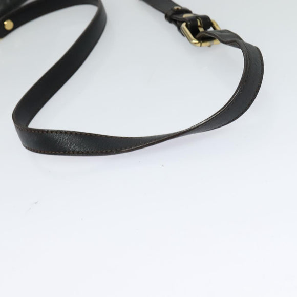 MCM Chain Shoulder Bag Leather Gray Gold Auth MY336