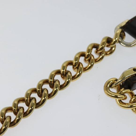 MCM Chain Shoulder Bag Leather Gray Gold Auth MY336