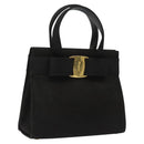 Salvatore Ferragamo Vala Hand Bag Suede Black Auth MY347-1