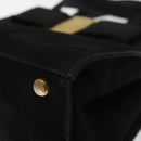 Salvatore Ferragamo Vala Hand Bag Suede Black Auth MY347-9