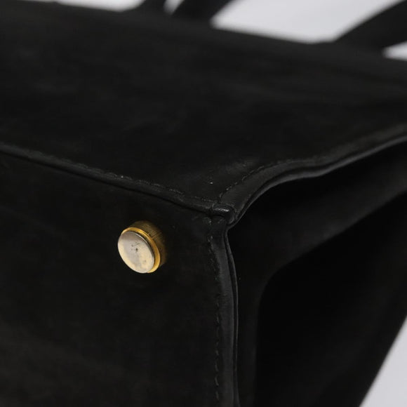 Salvatore Ferragamo Vala Hand Bag Suede Black Auth MY347