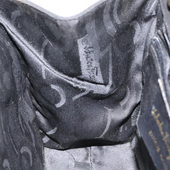 Salvatore Ferragamo Vala Hand Bag Suede Black Auth MY347