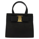 Salvatore Ferragamo Vala Hand Bag Suede Black Auth MY347-13