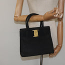 Salvatore Ferragamo Vala Hand Bag Suede Black Auth MY347-20