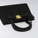 Salvatore Ferragamo Vala Hand Bag Suede Black Auth MY347-6