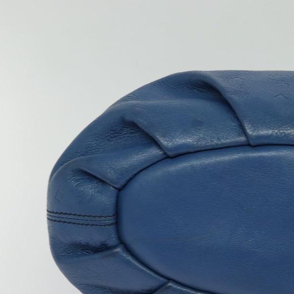 MCM Vicetos Logogram Hand Bag Leather 2way Blue Brown Auth MY353