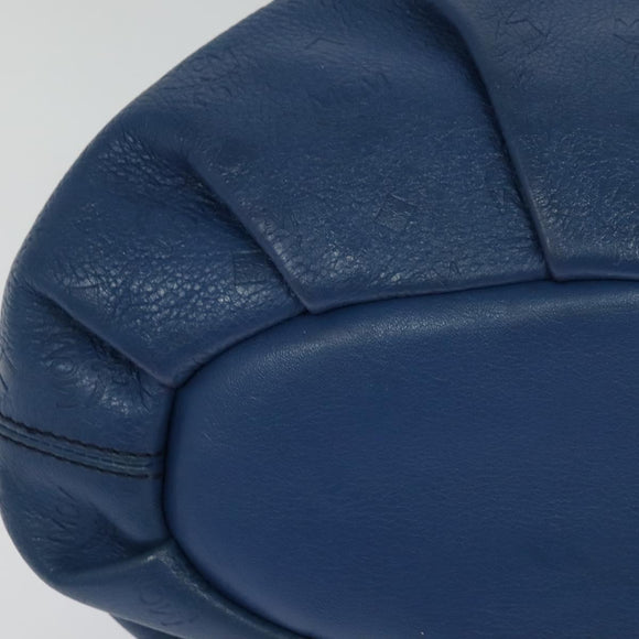 MCM Vicetos Logogram Hand Bag Leather 2way Blue Brown Auth MY353