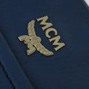 MCM Vicetos Logogram Hand Bag Leather 2way Blue Brown Auth MY353-10