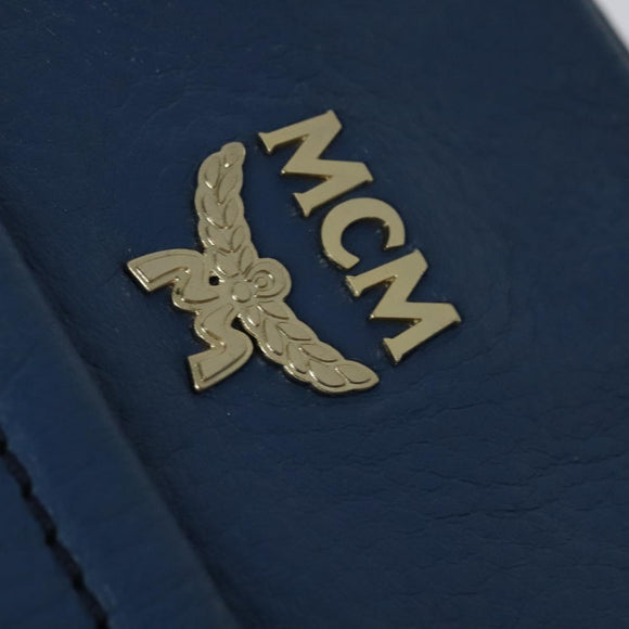 MCM Vicetos Logogram Hand Bag Leather 2way Blue Brown Auth MY353