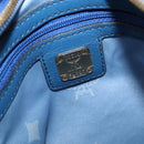 MCM Vicetos Logogram Hand Bag Leather 2way Blue Brown Auth MY353-12