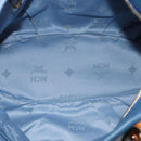MCM Vicetos Logogram Hand Bag Leather 2way Blue Brown Auth MY353-11