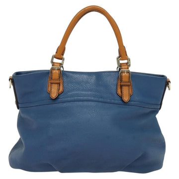 MCM Vicetos Logogram Hand Bag Leather 2way Blue Brown Auth MY353 - 0