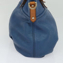 MCM Vicetos Logogram Hand Bag Leather 2way Blue Brown Auth MY353-3