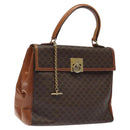 CELINE Macadam Canvas Hand Bag PVC Leather Brown Gold Auth MY371-1