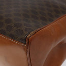 CELINE Macadam Canvas Hand Bag PVC Leather Brown Gold Auth MY371-16