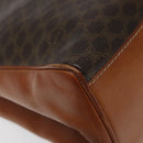 CELINE Macadam Canvas Hand Bag PVC Leather Brown Gold Auth MY371-17