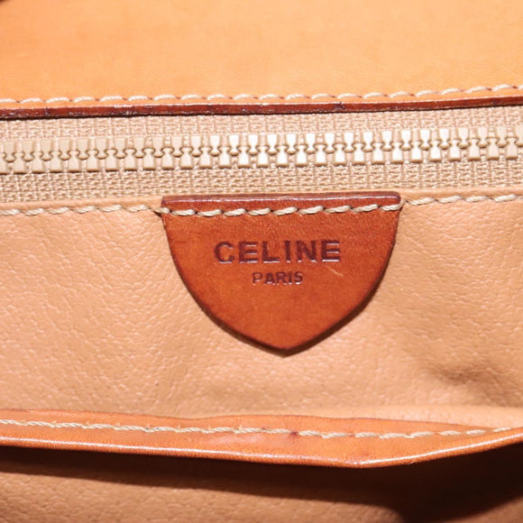 CELINE Macadam Canvas Hand Bag PVC Leather Brown Gold Auth MY371