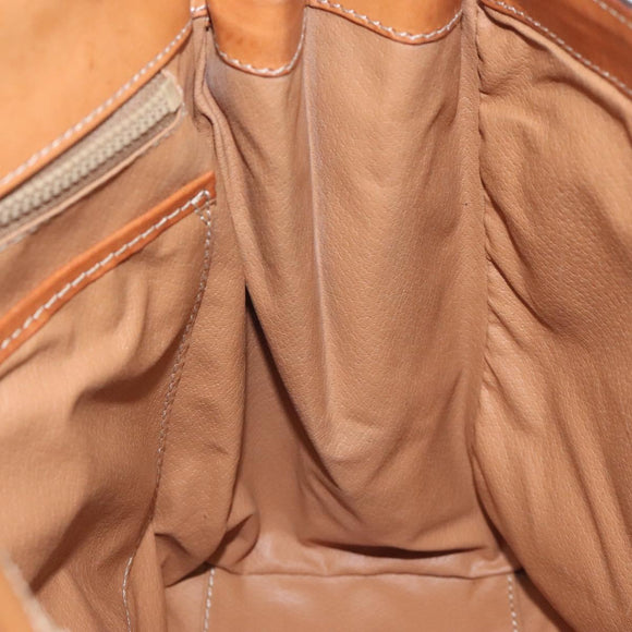 CELINE Macadam Canvas Hand Bag PVC Leather Brown Gold Auth MY371