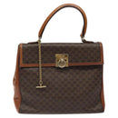 CELINE Macadam Canvas Hand Bag PVC Leather Brown Gold Auth MY371-13