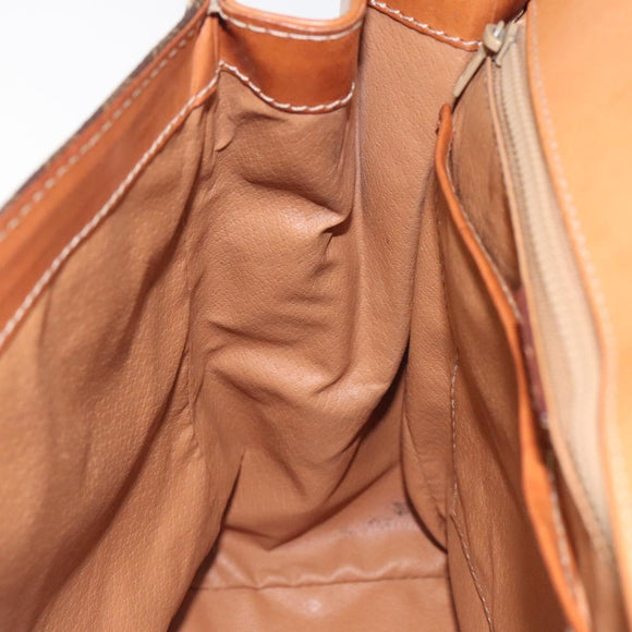 CELINE Macadam Canvas Hand Bag PVC Leather Brown Gold Auth MY371