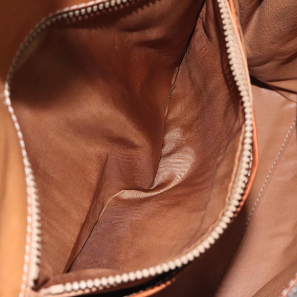 CELINE Macadam Canvas Hand Bag PVC Leather Brown Gold Auth MY371