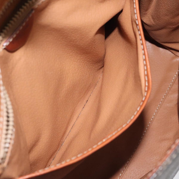 CELINE Macadam Canvas Hand Bag PVC Leather Brown Gold Auth MY371