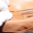 CELINE Macadam Canvas Hand Bag PVC Leather Brown Gold Auth MY371-12