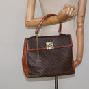 CELINE Macadam Canvas Hand Bag PVC Leather Brown Gold Auth MY371-25