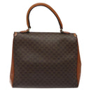CELINE Macadam Canvas Hand Bag PVC Leather Brown Gold Auth MY371-2