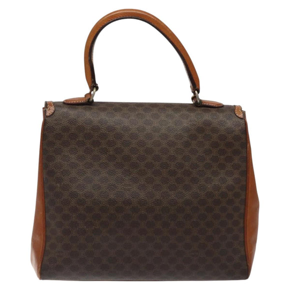 CELINE Macadam Canvas Hand Bag PVC Leather Brown Gold Auth MY371
