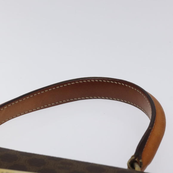 CELINE Macadam Canvas Hand Bag PVC Leather Brown Gold Auth MY371