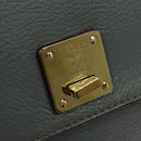 MCM Hand Bag Leather 2way Gray Gold Auth MY375-19