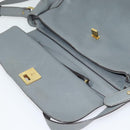 MCM Hand Bag Leather 2way Gray Gold Auth MY375-10