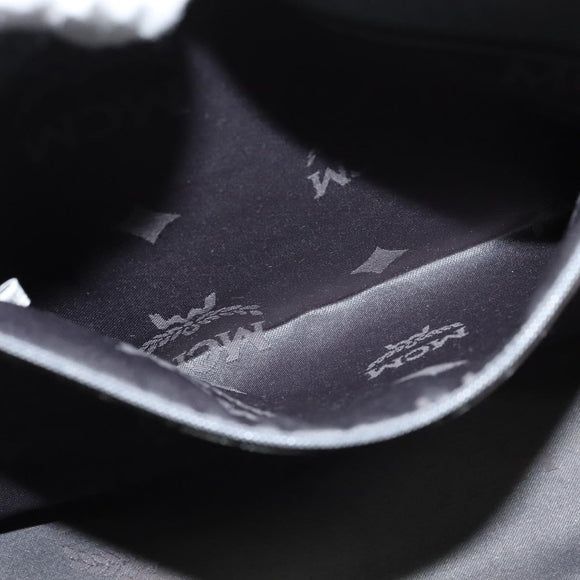 MCM Hand Bag Leather 2way Gray Gold Auth MY375