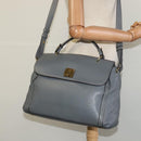 MCM Hand Bag Leather 2way Gray Gold Auth MY375-24