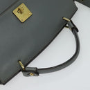 MCM Hand Bag Leather 2way Gray Gold Auth MY375-6