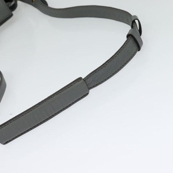 MCM Hand Bag Leather 2way Gray Gold Auth MY375