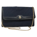 Christian Dior Trotter Canvas Chain Shoulder Bag Navy Auth MY380-1