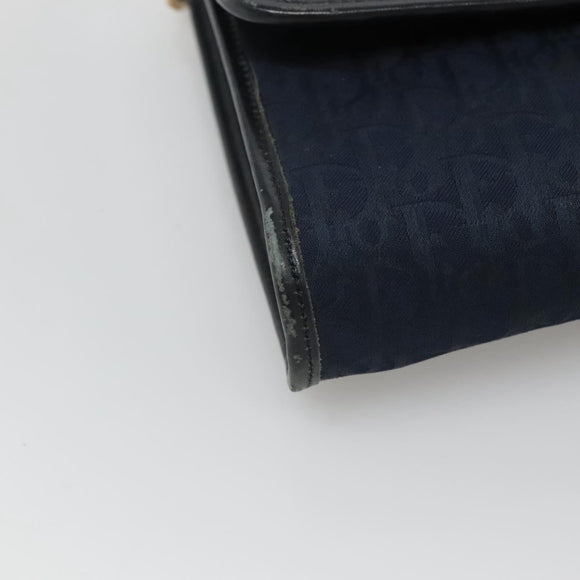 Christian Dior Trotter Canvas Chain Shoulder Bag Navy Auth MY380