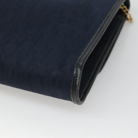 Christian Dior Trotter Canvas Chain Shoulder Bag Navy Auth MY380