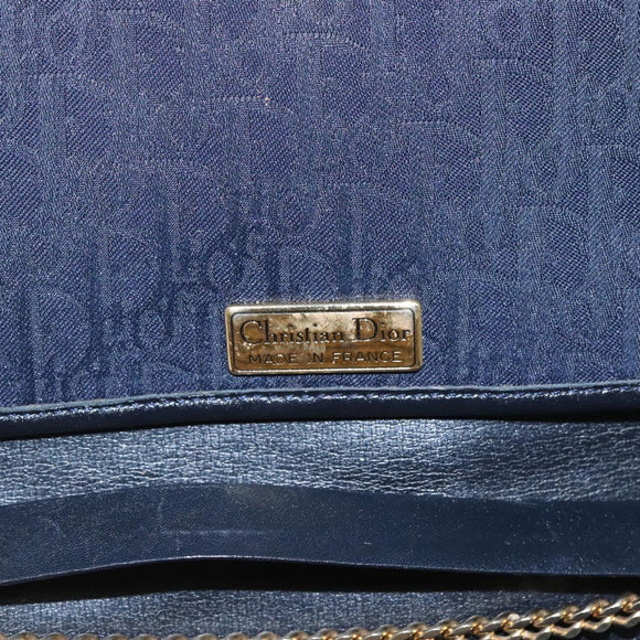 Christian Dior Trotter Canvas Chain Shoulder Bag Navy Auth MY380