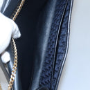 Christian Dior Trotter Canvas Chain Shoulder Bag Navy Auth MY380-12
