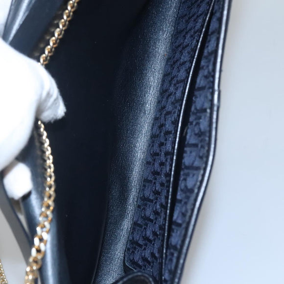 Christian Dior Trotter Canvas Chain Shoulder Bag Navy Auth MY380