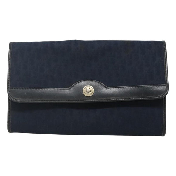 Christian Dior Trotter Canvas Chain Shoulder Bag Navy Auth MY380