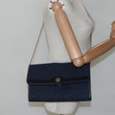 Christian Dior Trotter Canvas Chain Shoulder Bag Navy Auth MY380-20