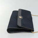 Christian Dior Trotter Canvas Chain Shoulder Bag Navy Auth MY380-3