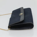Christian Dior Trotter Canvas Chain Shoulder Bag Navy Auth MY380-4