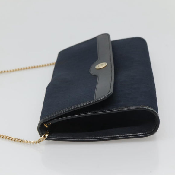 Christian Dior Trotter Canvas Chain Shoulder Bag Navy Auth MY380