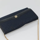 Christian Dior Trotter Canvas Chain Shoulder Bag Navy Auth MY380-6