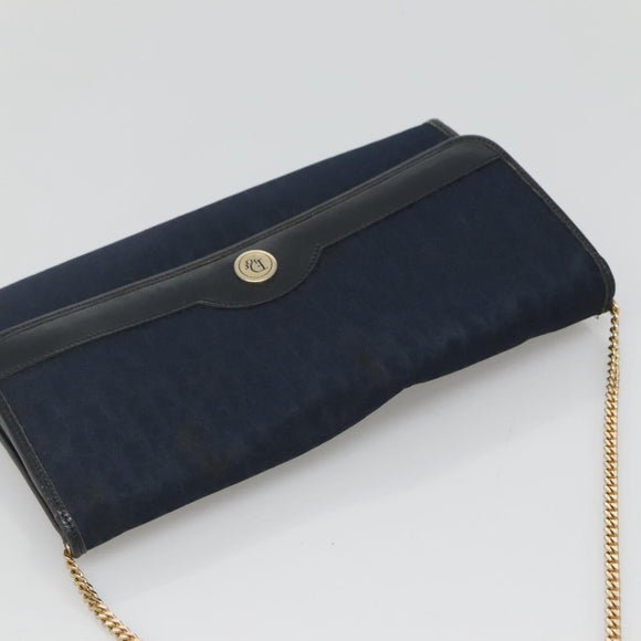 Christian Dior Trotter Canvas Chain Shoulder Bag Navy Auth MY380